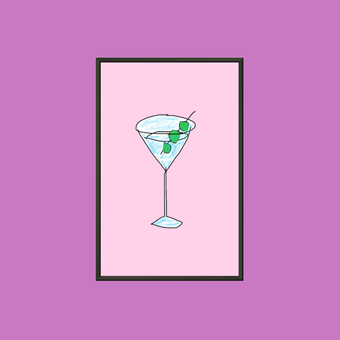 SHAKY MARTINI (BABY PINK) PREMIUM MATTE METAL FRAMED PRINT (*MULTIPLE SIZES*)