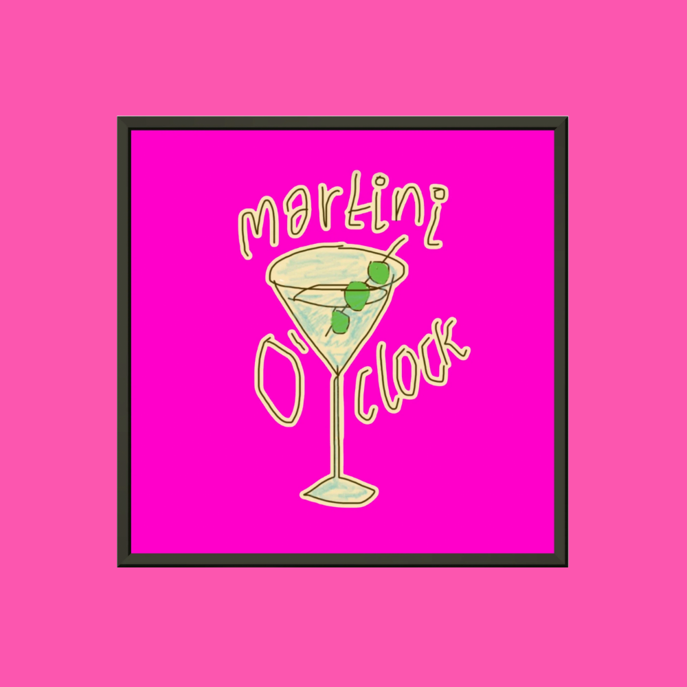 MARTINI O'CLOCK (FUCHSIA PINK) PREMIUM MATTE METAL FRAMED PRINT (*30CM X 30CM*)