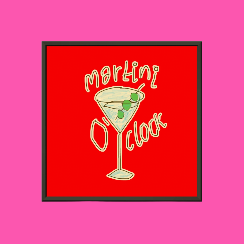 MARTINI O'CLOCK (BRILLIANT RED) PREMIUM MATTE METAL FRAMED PRINT (*30CM X 30CM*)