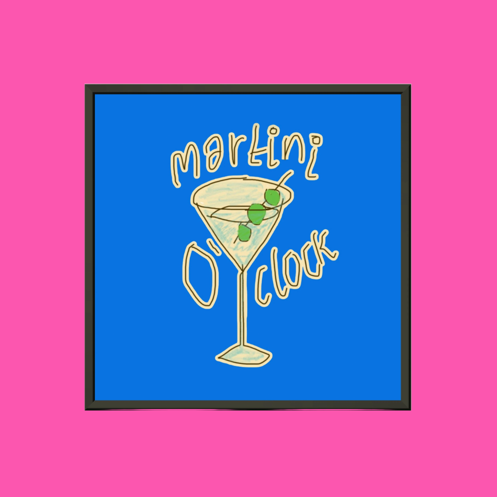 MARTINI O'CLOCK (COBALT BLUE) PREMIUM MATTE METAL FRAMED PRINT (*30CM X 30CM*)