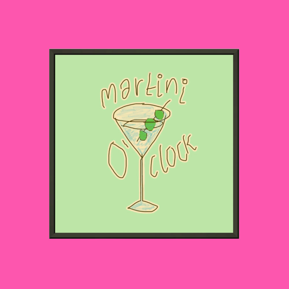 MARTINI O'CLOCK (SAGE GREEN) PREMIUM MATTE METAL FRAMED PRINT (*30CM X 30CM*)