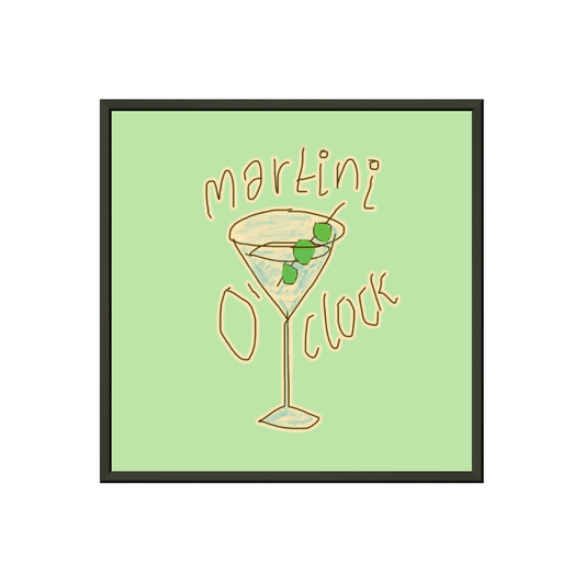 MARTINI O'CLOCK (SAGE GREEN) PREMIUM MATTE METAL FRAMED PRINT (*30CM X 30CM*)