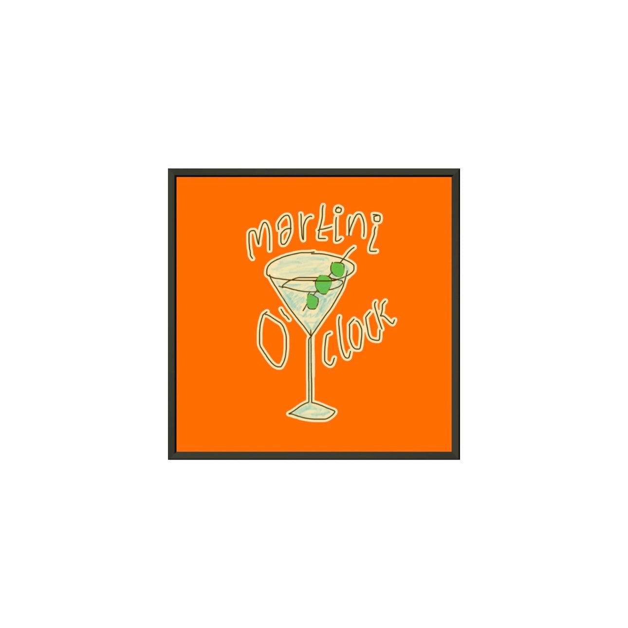 MARTINI O'CLOCK (HOT ORANGE) PREMIUM MATTE METAL FRAMED PRINT (*30CM X 30CM*)