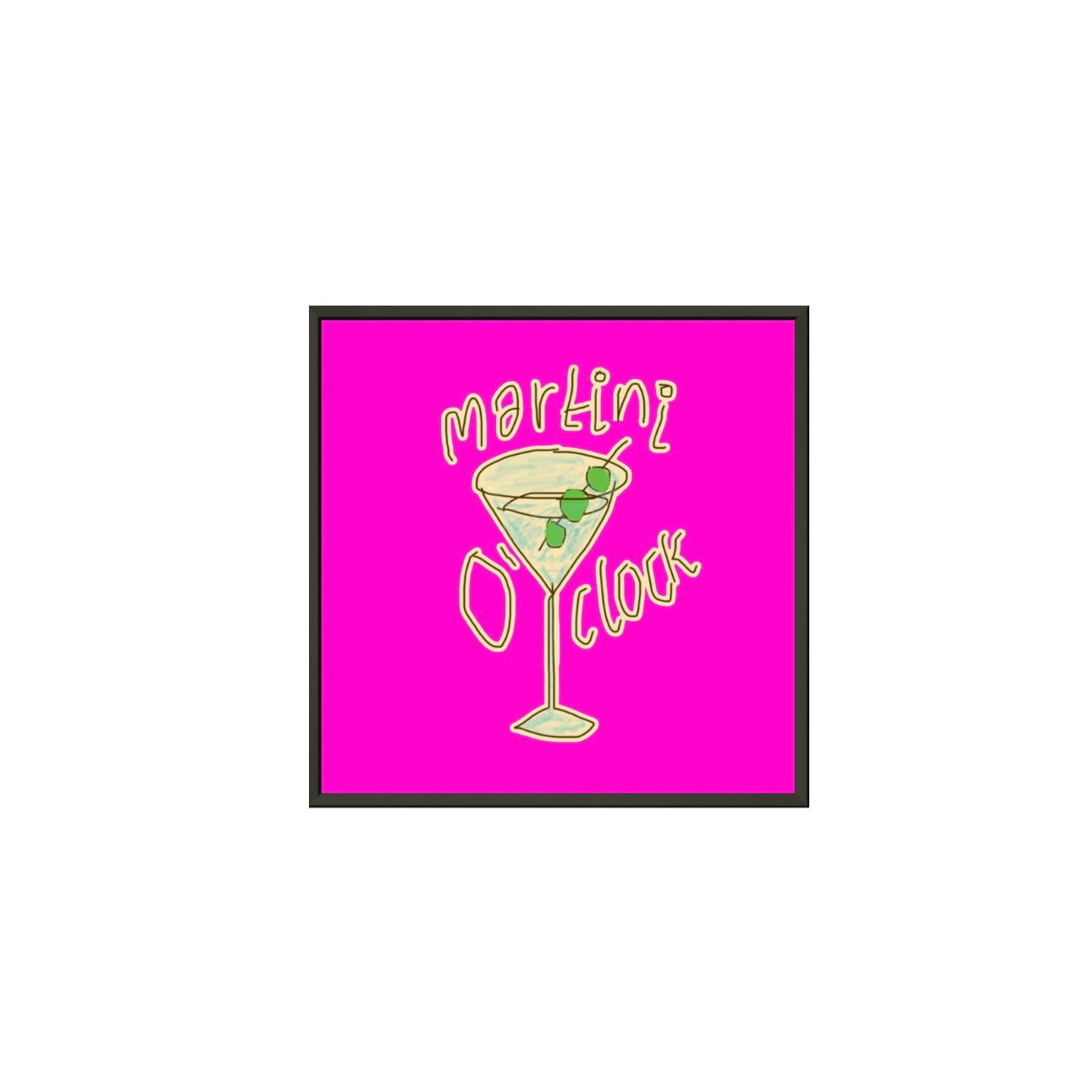 MARTINI O'CLOCK (FUCHSIA PINK) PREMIUM MATTE METAL FRAMED PRINT (*30CM X 30CM*)