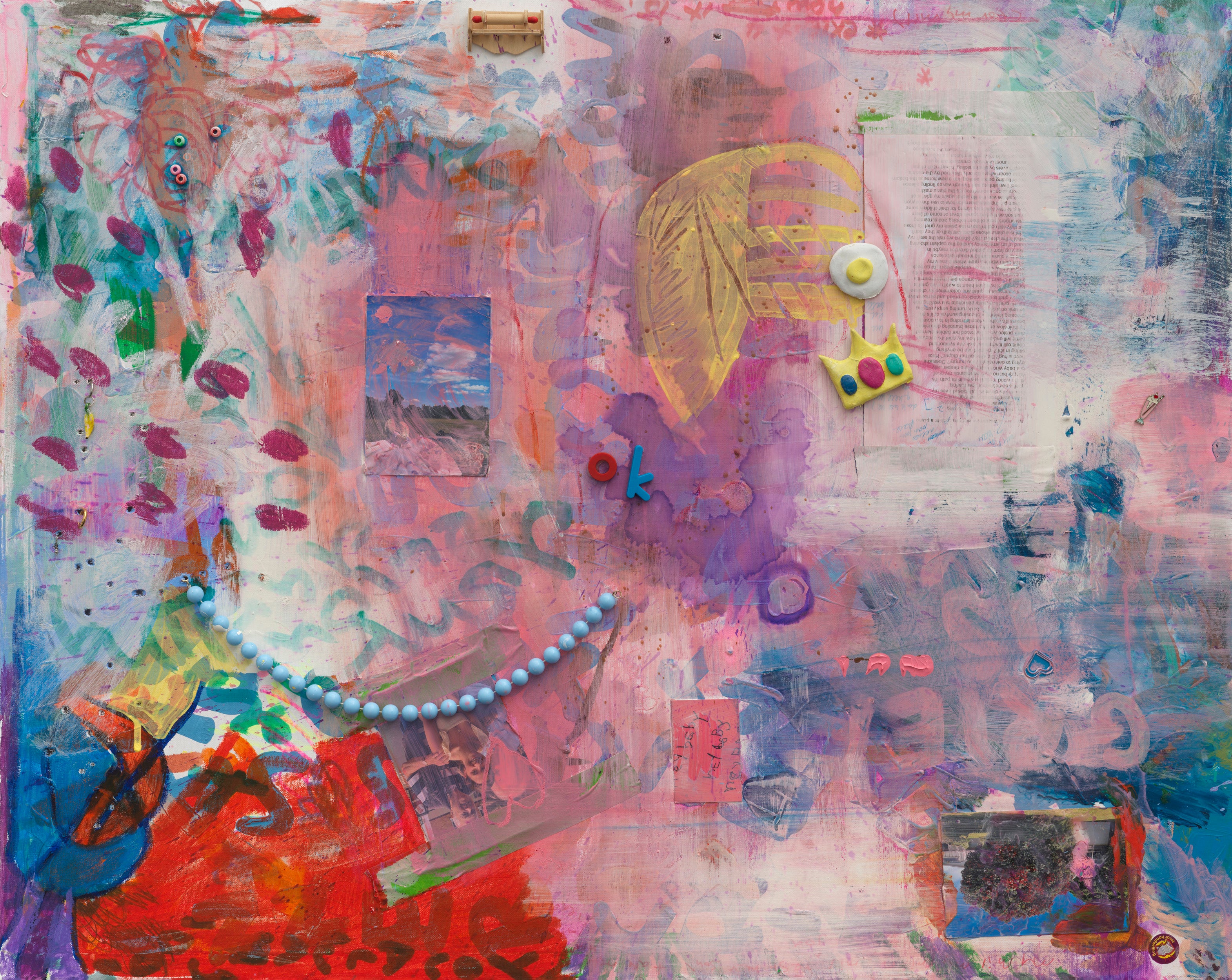 MY GRIEF IS A SPARROW IS A PEACOCK IS A PLANE (MY GRIEF IS PRIVATE IS COMMUNAL IS NOT MINE TO HOLD ALONE) (2025) (*102CM X 81.5CM X 2CM)