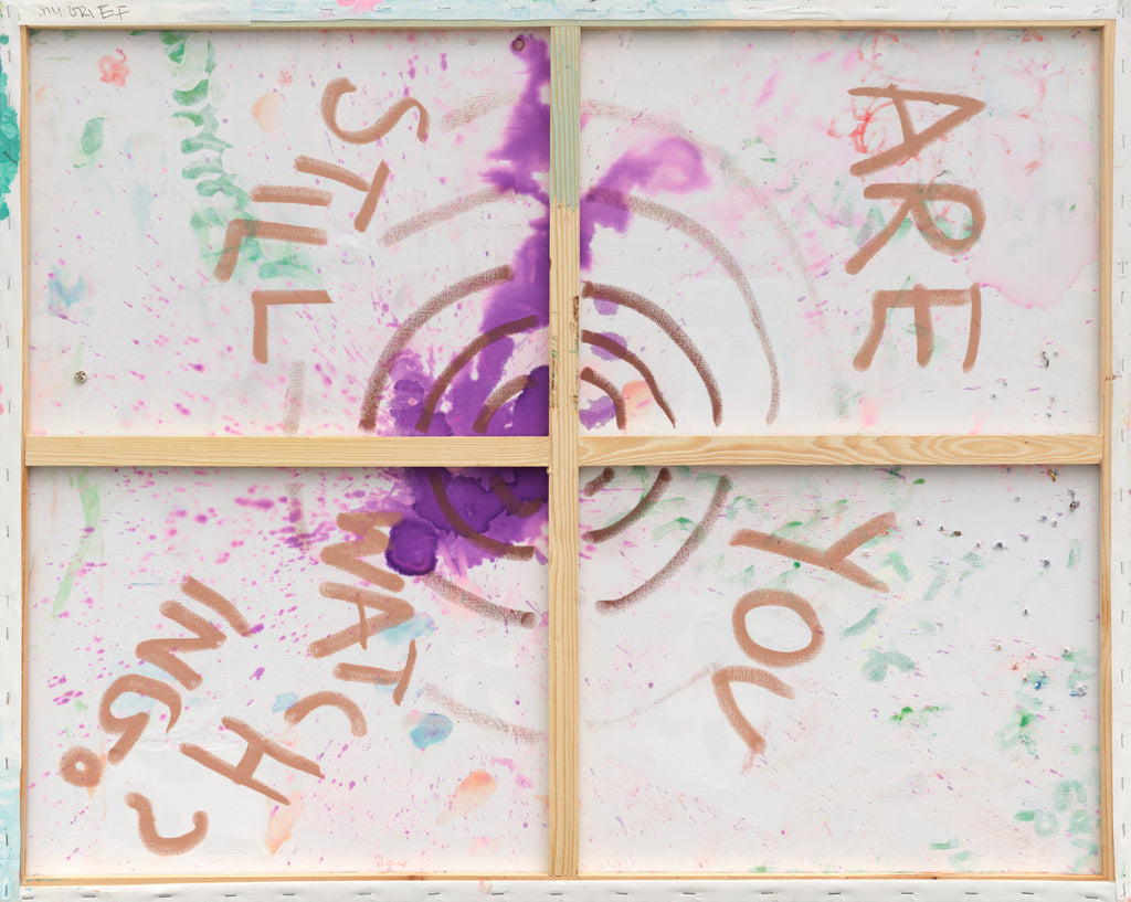 MY GRIEF IS A SPARROW IS A PEACOCK IS A PLANE (MY GRIEF IS PRIVATE IS COMMUNAL IS NOT MINE TO HOLD ALONE) (2025) (*102CM X 81.5CM X 2CM)