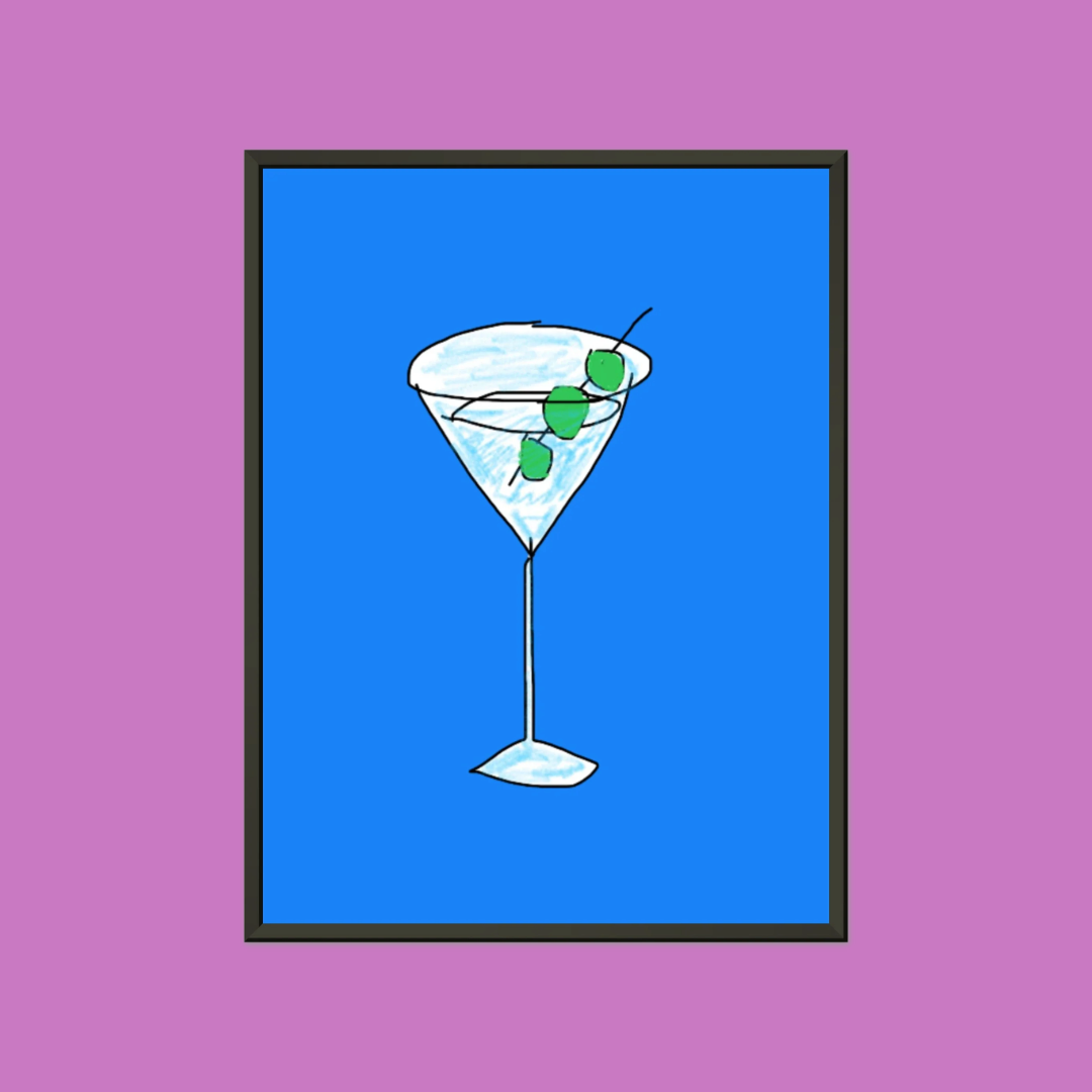 SHAKY MARTINI (TRUE BLUE) PREMIUM MATTE METAL FRAMED PRINT (*MULTIPLE SIZES*)
