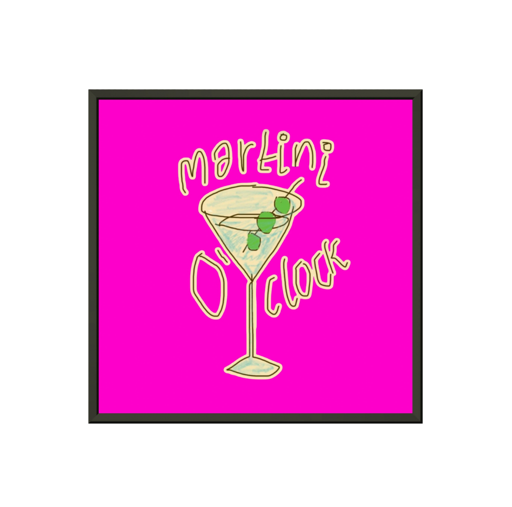 MARTINI O'CLOCK (FUCHSIA PINK) PREMIUM MATTE METAL FRAMED PRINT (*30CM X 30CM*)
