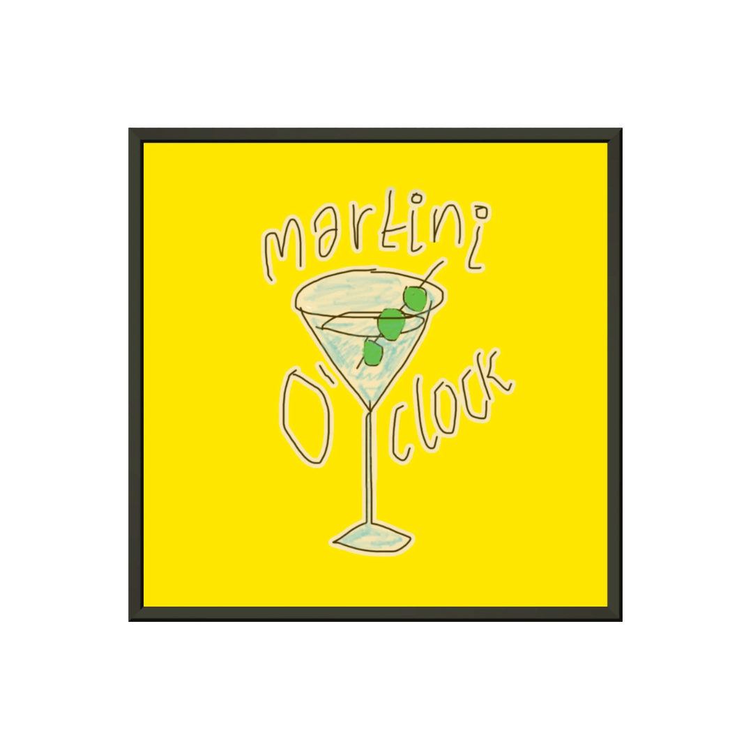 MARTINI O'CLOCK (VIVID YELLOW) PREMIUM MATTE METAL FRAMED PRINT (*30CM X 30CM*)