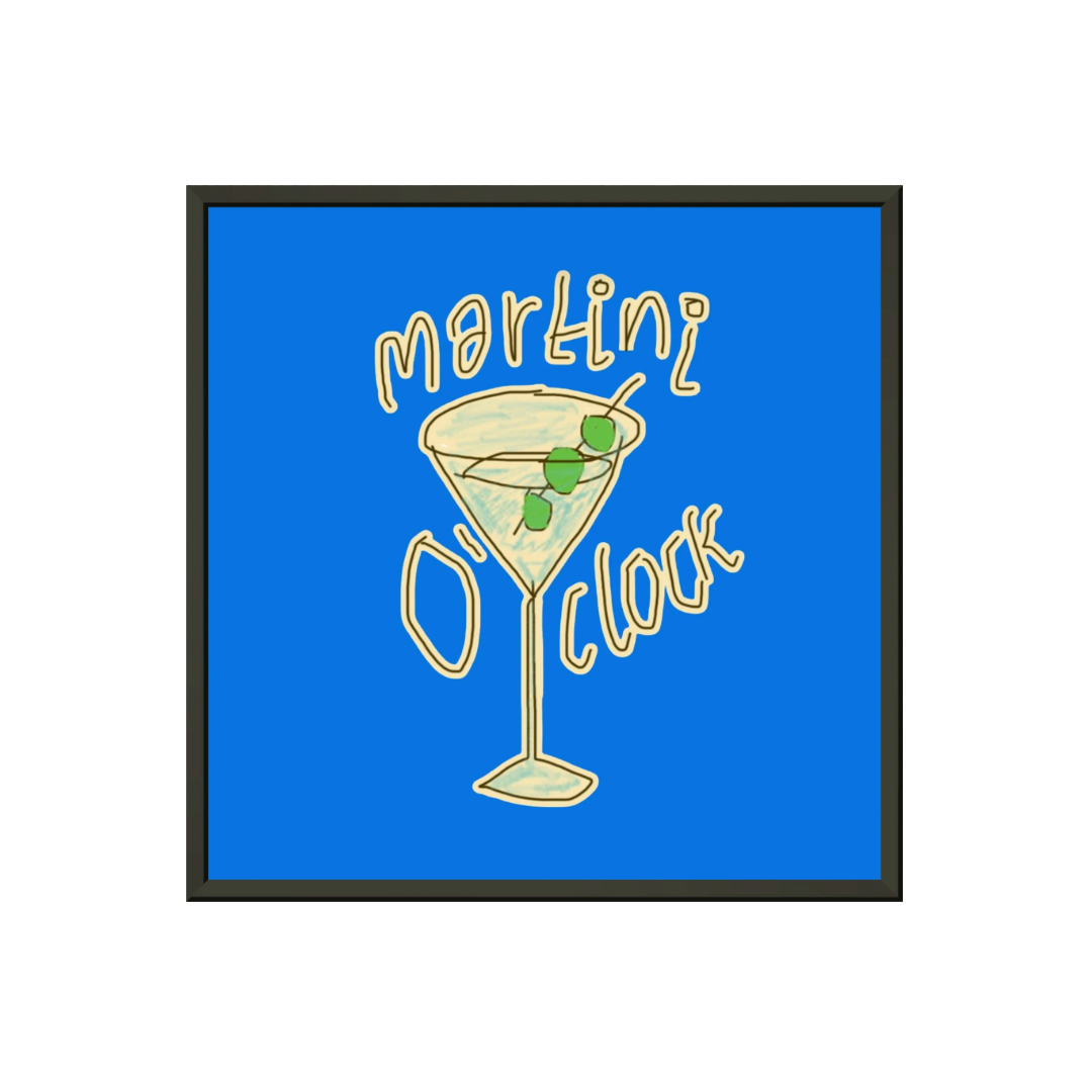MARTINI O'CLOCK (COBALT BLUE) PREMIUM MATTE METAL FRAMED PRINT (*30CM X 30CM*)