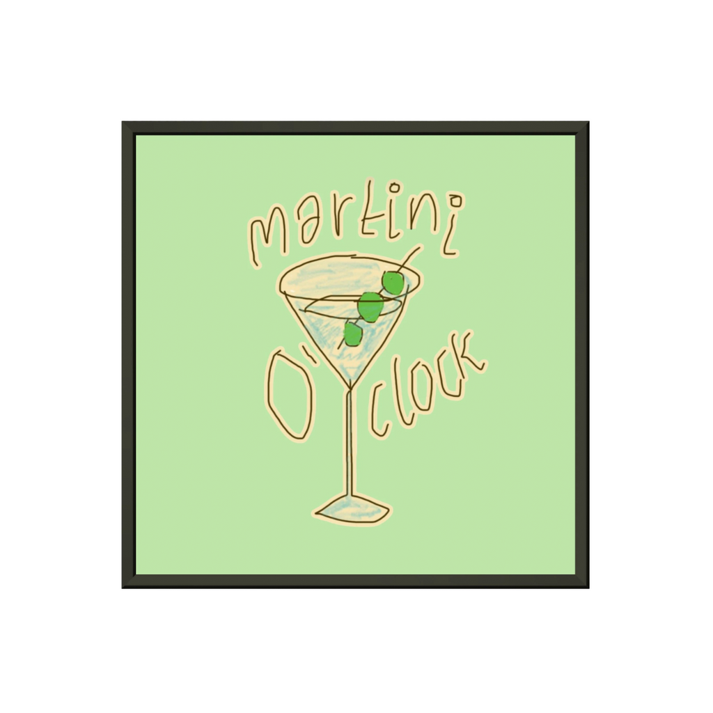 MARTINI O'CLOCK (SAGE GREEN) PREMIUM MATTE METAL FRAMED PRINT (*30CM X 30CM*)