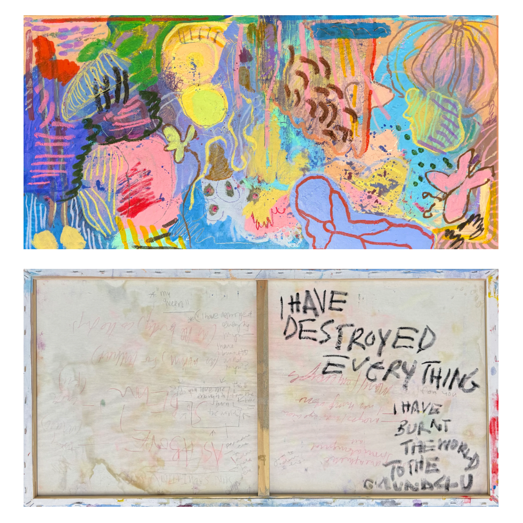 I HAVE DESTROYED EVERYTHING (I HAVE BURNT THE WORLD TO THE GROUND 4 U) (2025) (*50CM X 100CM X 2CM*)